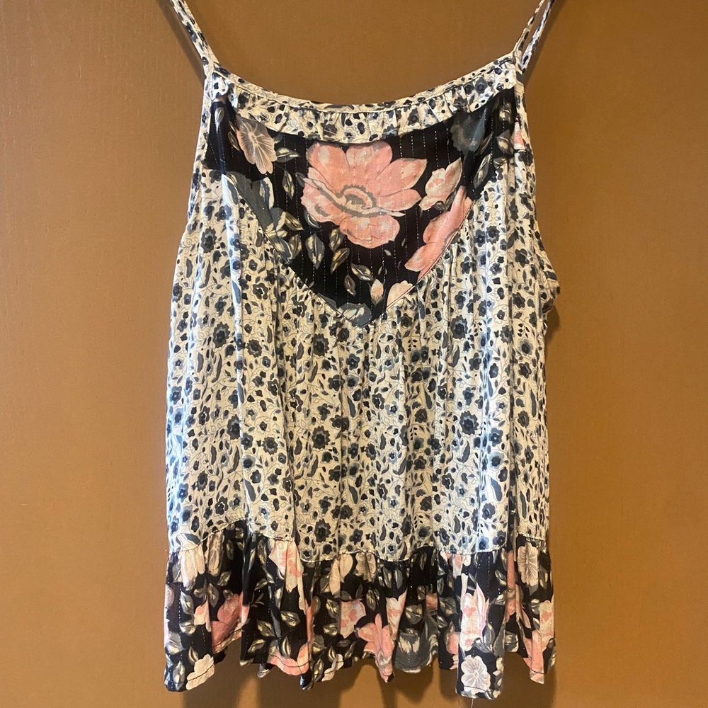 Gently used Spell and the Gypsy Collective ruffle and floral top black medium